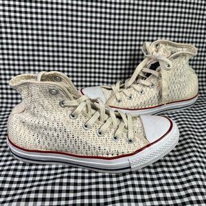 Converse Chuck Taylor Mesh Crochet Lace Boho Cream Women Hi Top Shoes Women's 8